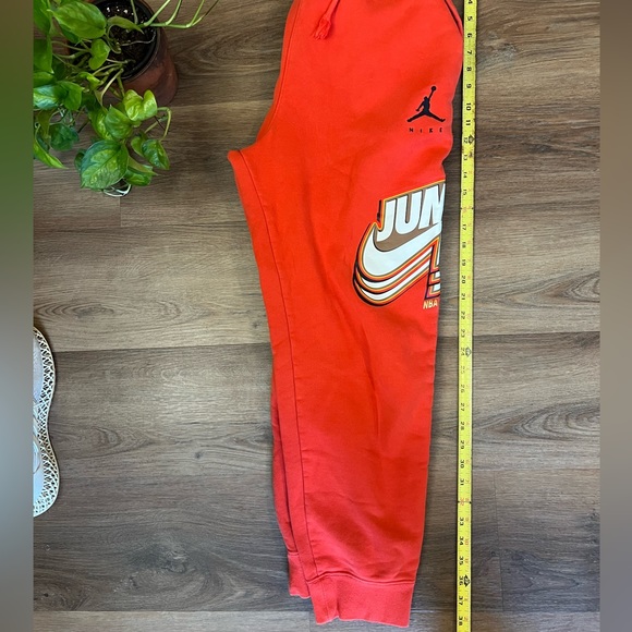 Rare Vintage 90s Air Jordan Vintage Sweatpants Joggers NBA World Champs Orange - Picture 2 of 11